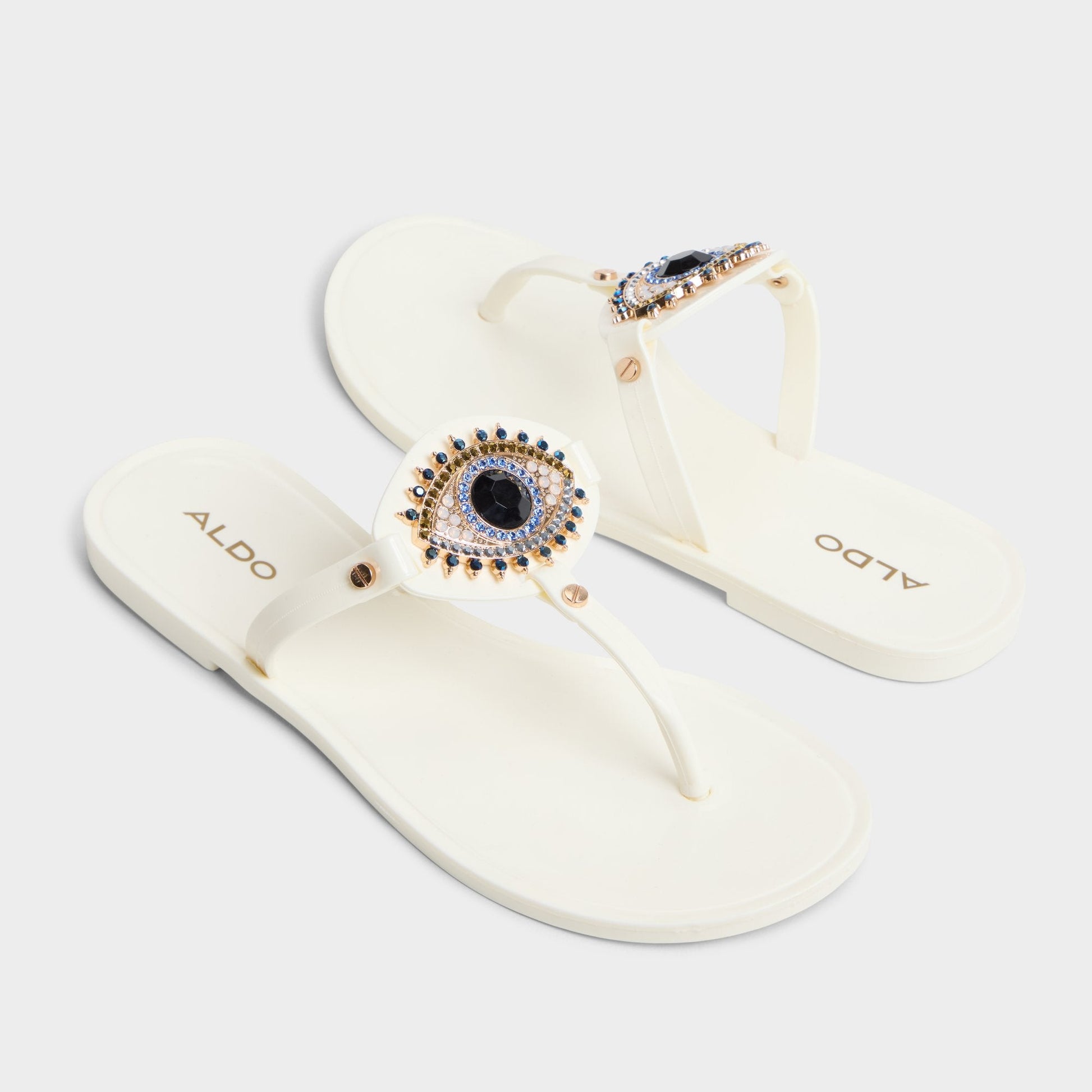 Ebariel White Women's Jelly Sandals & Flip Flops - T-strap sandal - White