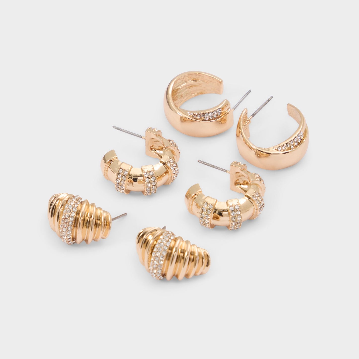 Triplecharm in Gold Clear Multi - Hoop earrings - Gold/Clear Multi