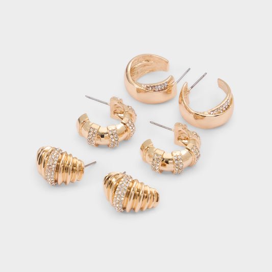 Triplecharm in Gold Clear Multi - Hoop earrings - Gold/Clear Multi