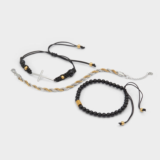 Waoron Black/Gold Multi Men's Jewelry - Bracelet - Black/Gold Multi